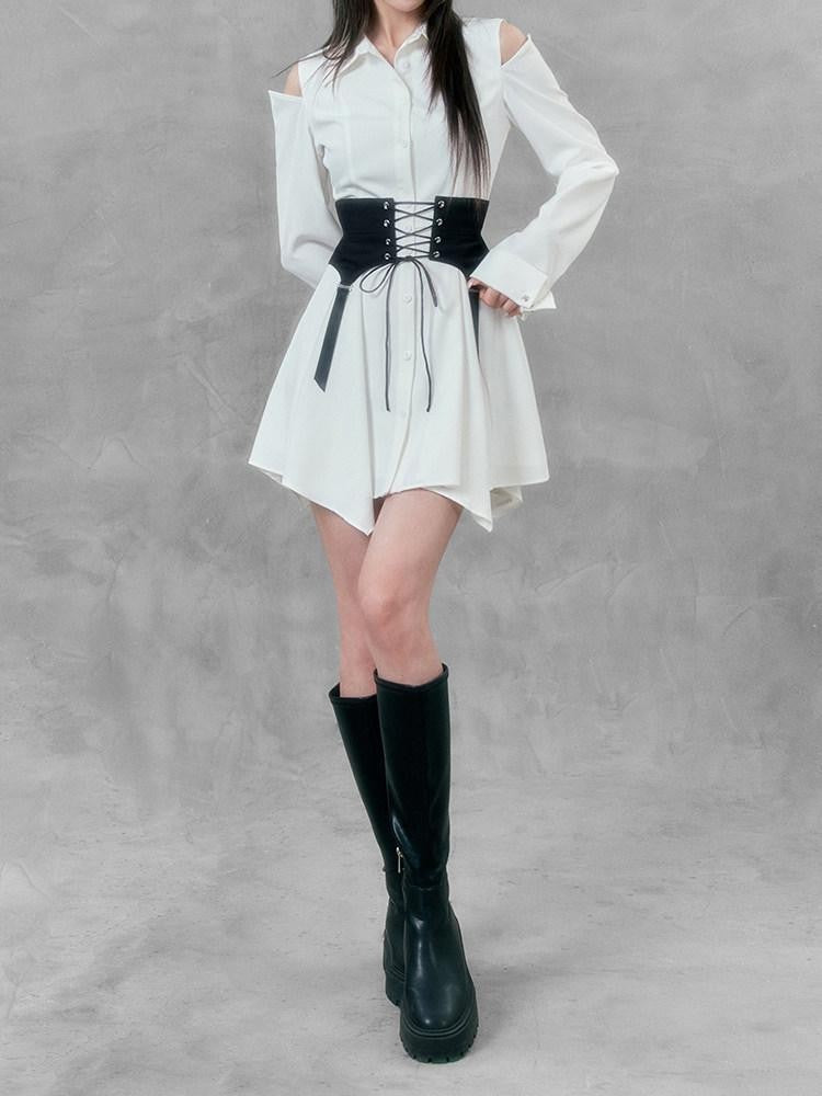 VOCK Dark Long Sleeve Slim Collar Women's Polyester Casual Mini Dresses