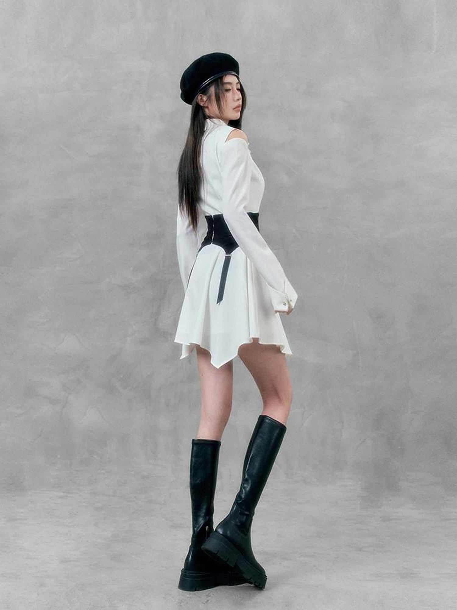 VOCK Dark Long Sleeve Slim Collar Women's Polyester Casual Mini Dresses