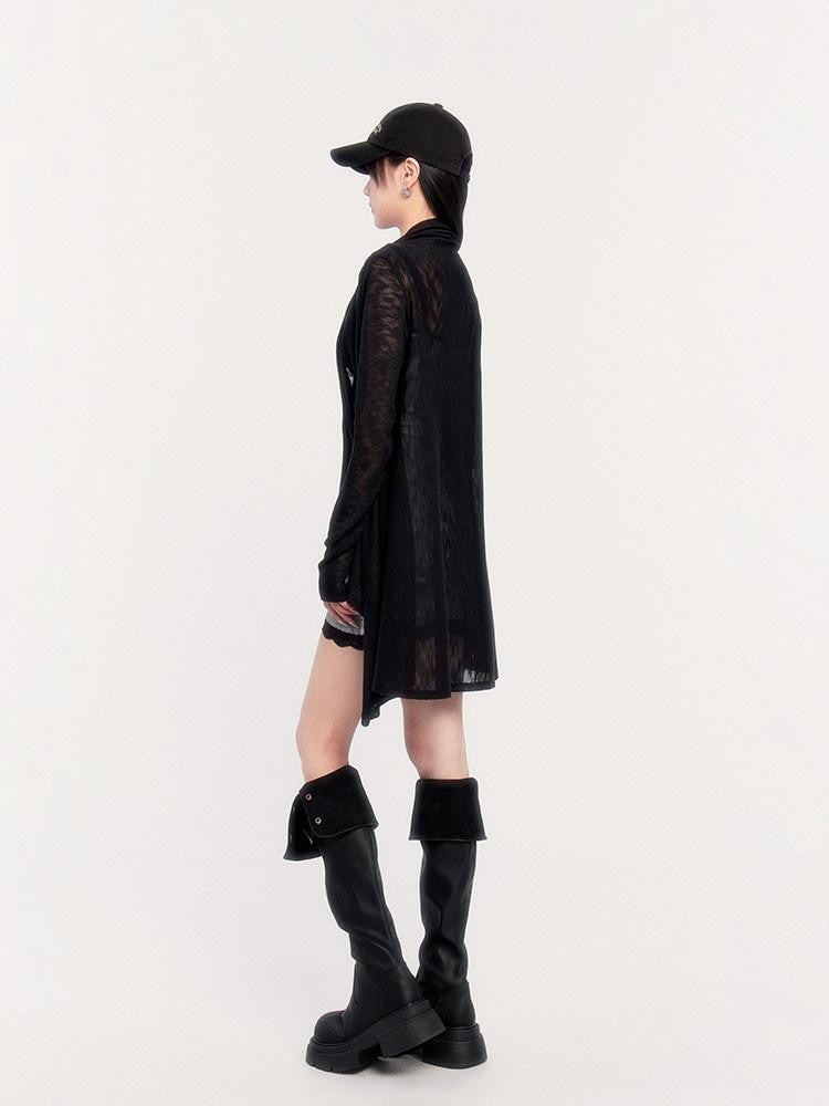 VOCK Dark Slimming Asymmetrical Knit Women's Polyester Slip Mini Dresses