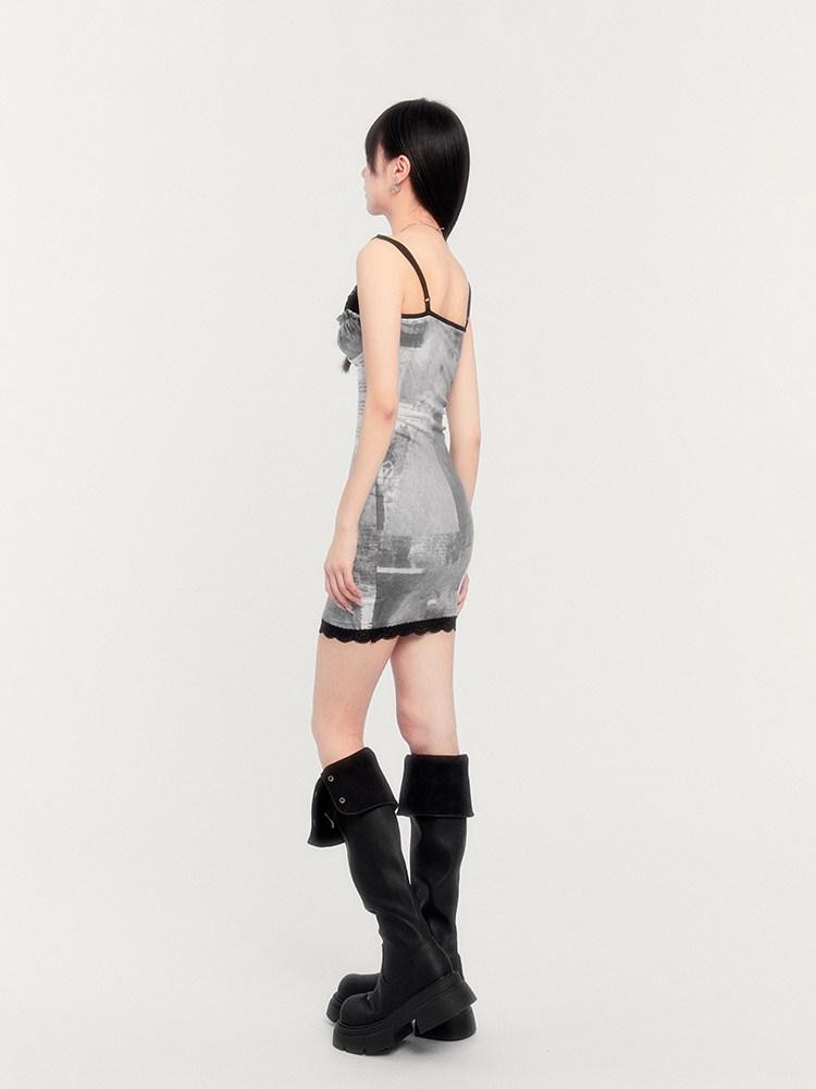 VOCK Dark Slimming Asymmetrical Knit Women's Polyester Slip Mini Dresses