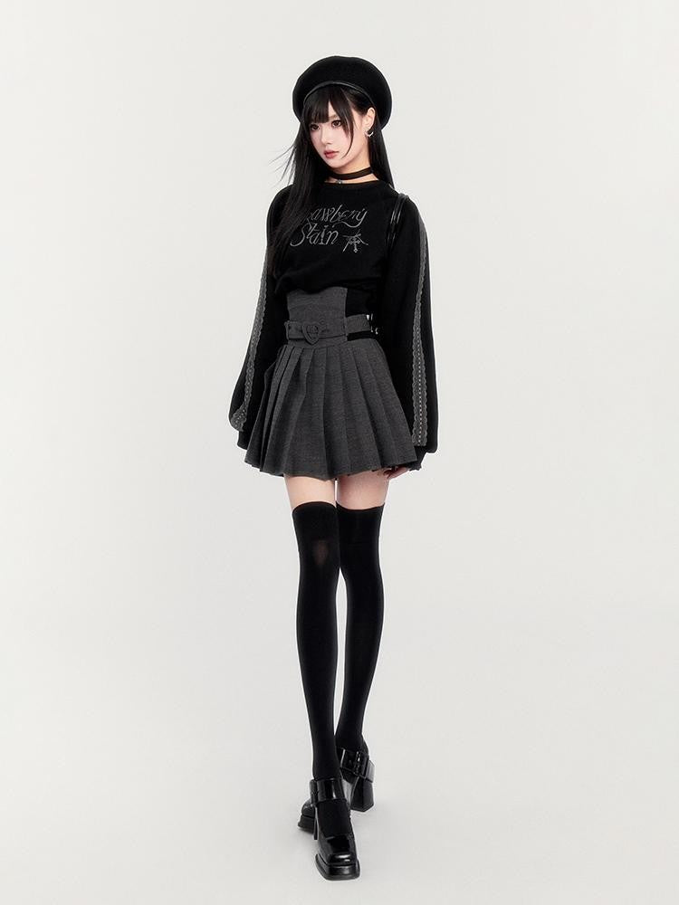 VOCK Dark Sweet Lace Print Graphic Women's Fleece Lined Cinched Waist Long Sleeve Cropped Sweatshirts