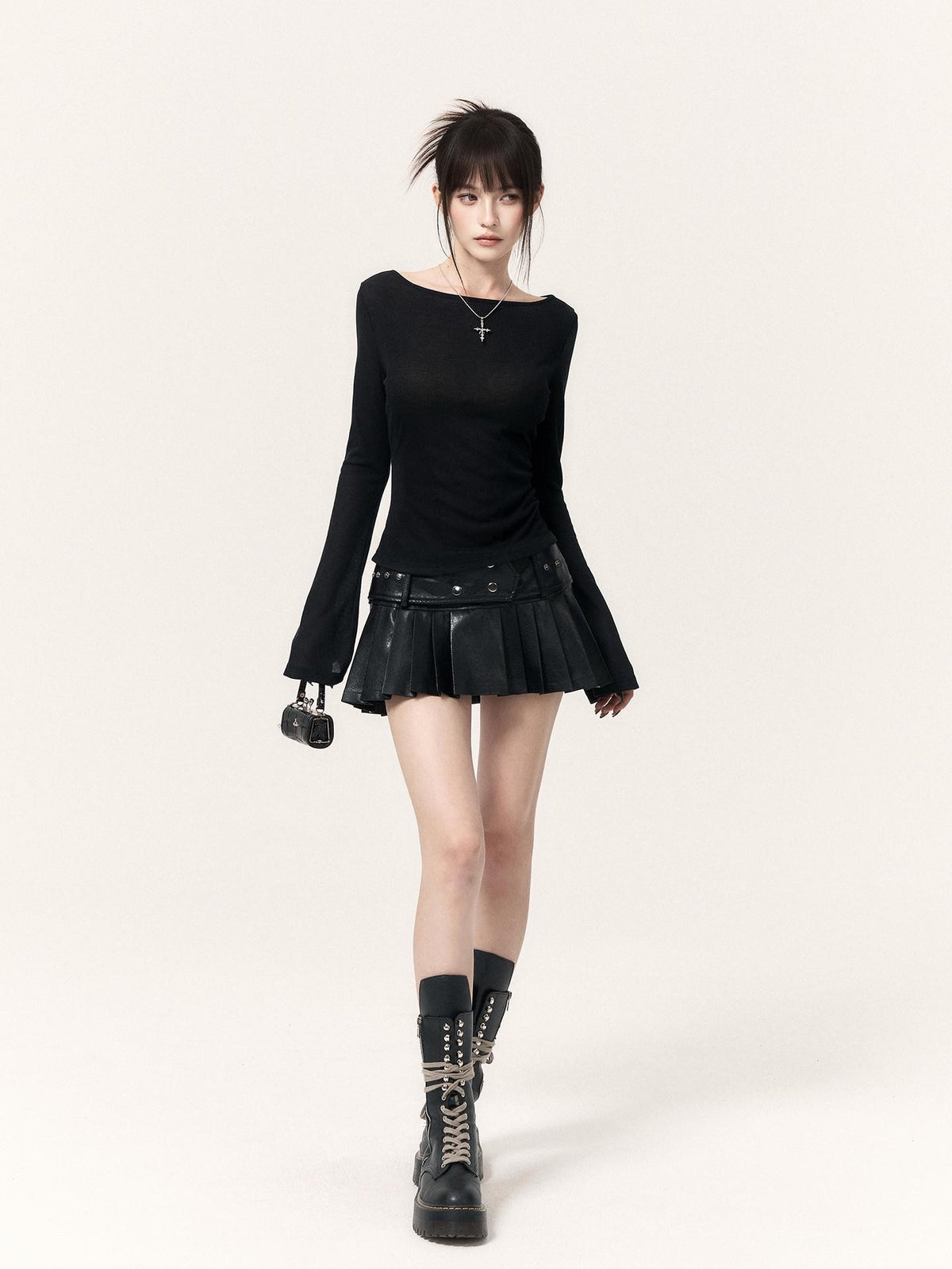 VOCK Dark Y2k Low Rise Mini A Line Women's Cotton Pleated Skirts