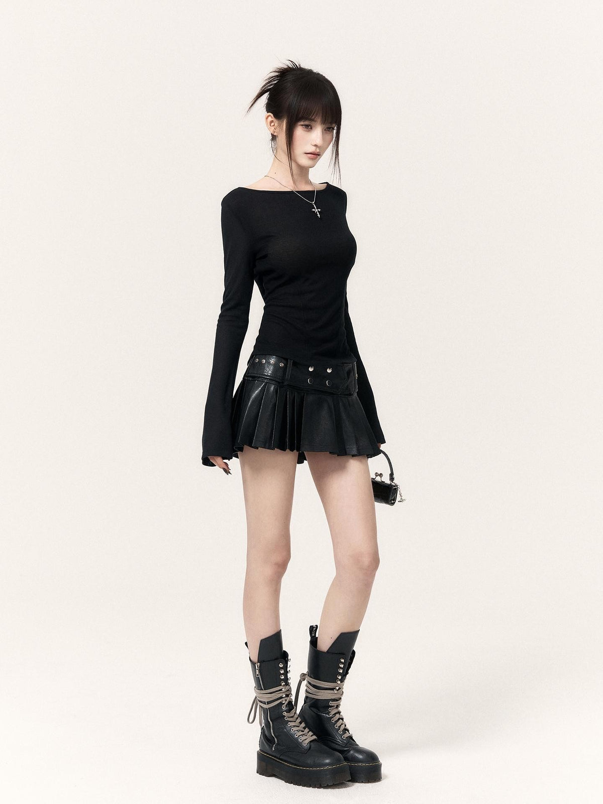 VOCK Dark Y2k Low Rise Mini A Line Women's Cotton Pleated Skirts