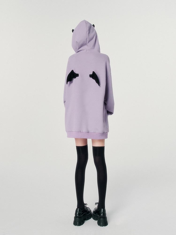 VOCK Devil Embroidered 3d Letter Loose Fit Women's Poly Cotton Fleece-lined Hoodies