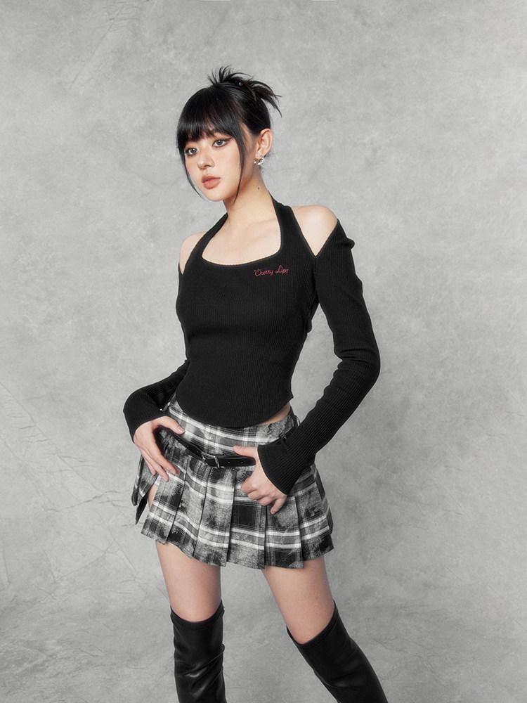 VOCK Distressed Colorblock Checked Tie Dye Oversized Women's Matching Skirt Sets