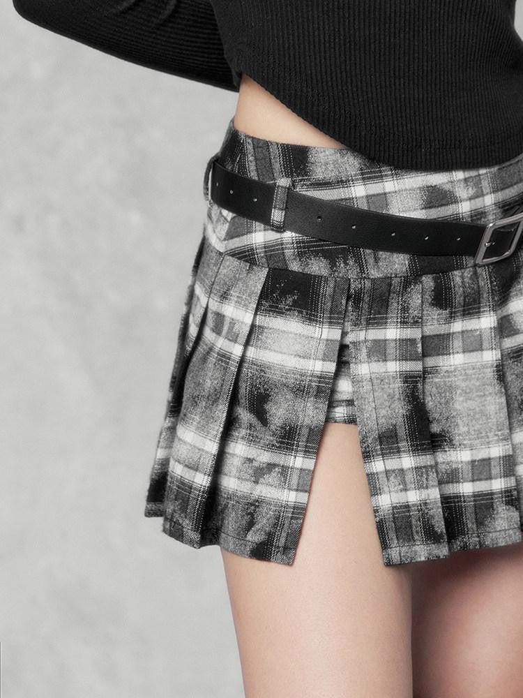 VOCK Distressed Colorblock Checked Tie Dye Oversized Women's Matching Skirt Sets