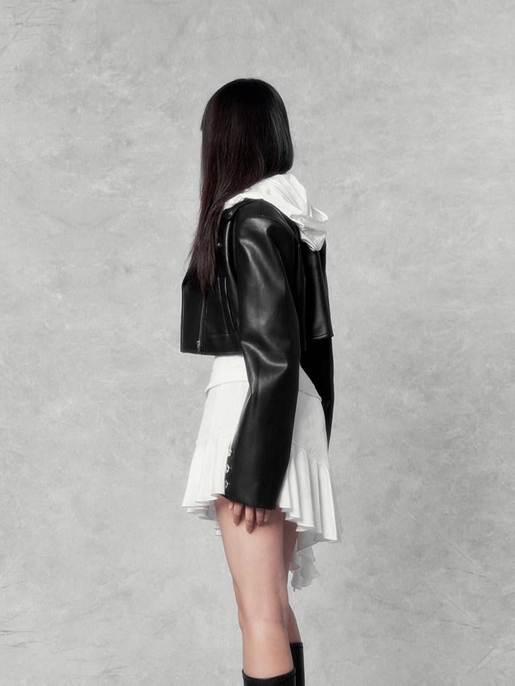 VOCK Doomsday Hooded Asymmetrical Hem Slim Women's Velvet Bodycon Mini Dresses