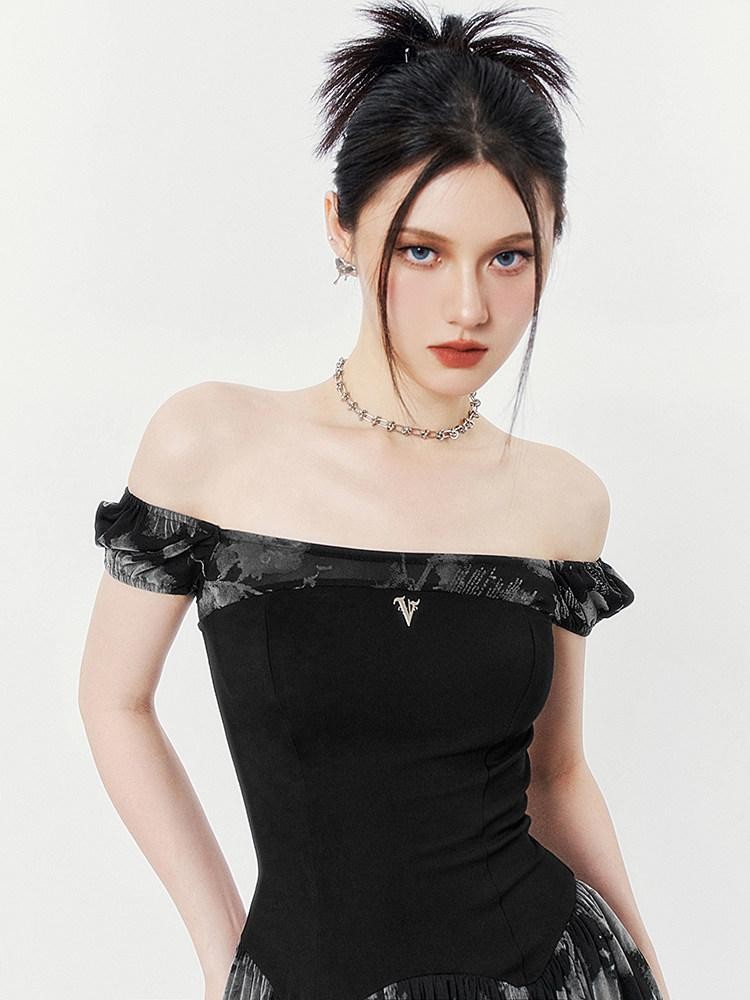 VOCK Dusk Mist Asymmetrical Strapless High Waist Knit Women's Nylon Tube Mini Dresses