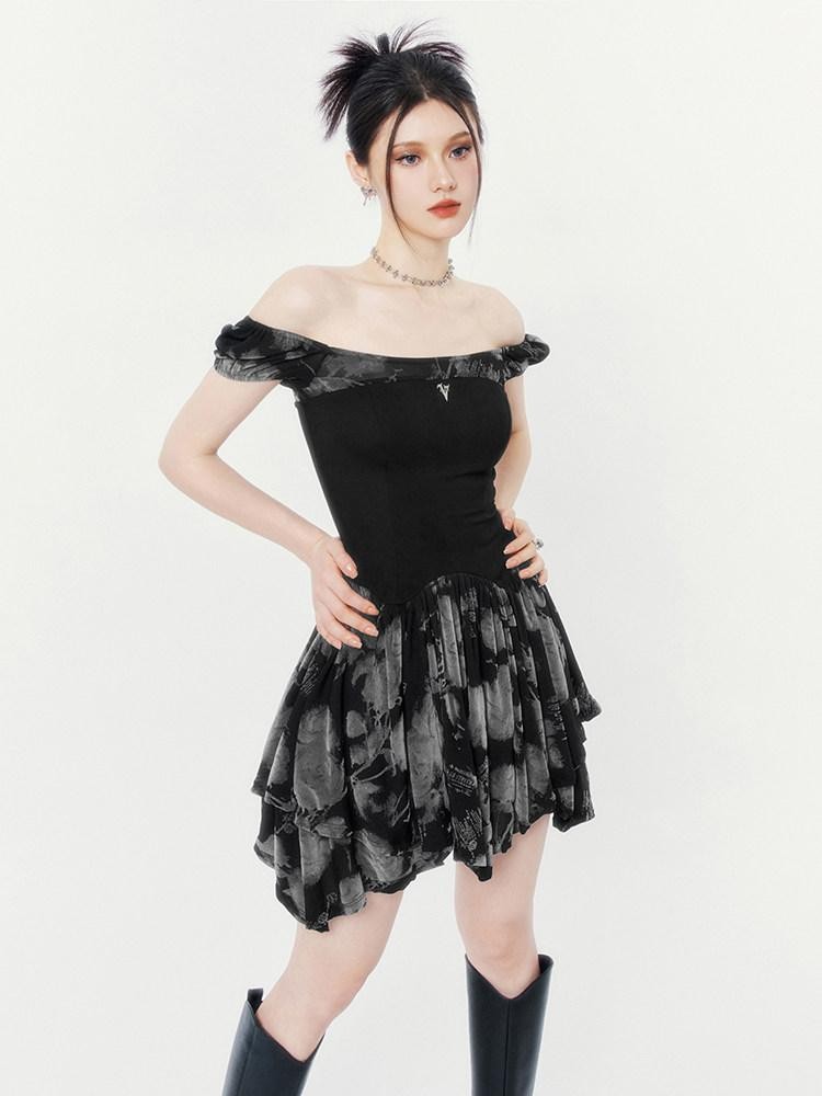 VOCK Dusk Mist Asymmetrical Strapless High Waist Knit Women's Nylon Tube Mini Dresses