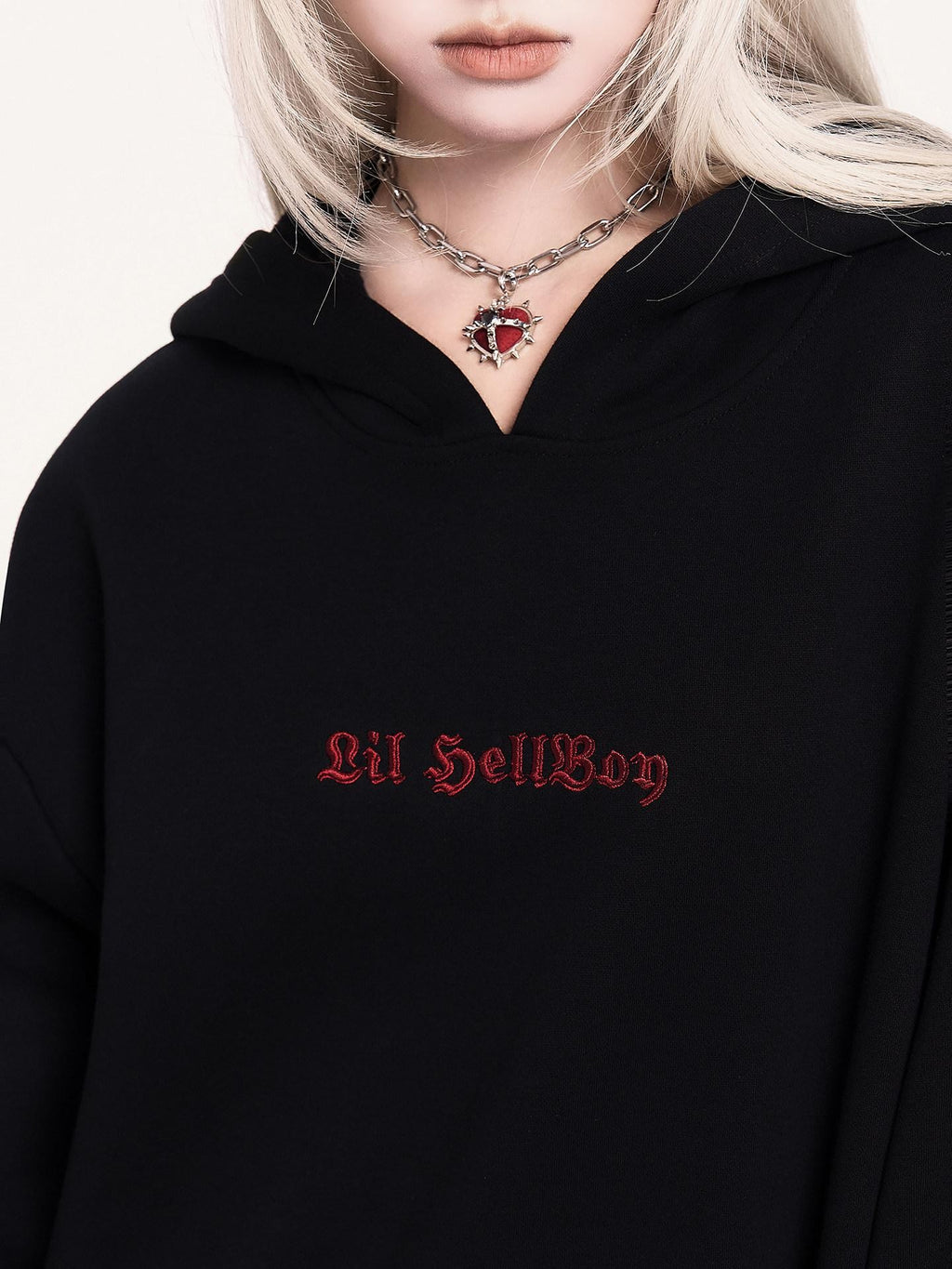 VOCK Embroidered 3d Devil Wings Hooded Fleece Women's Cotton Blend Casual Mini Dresses