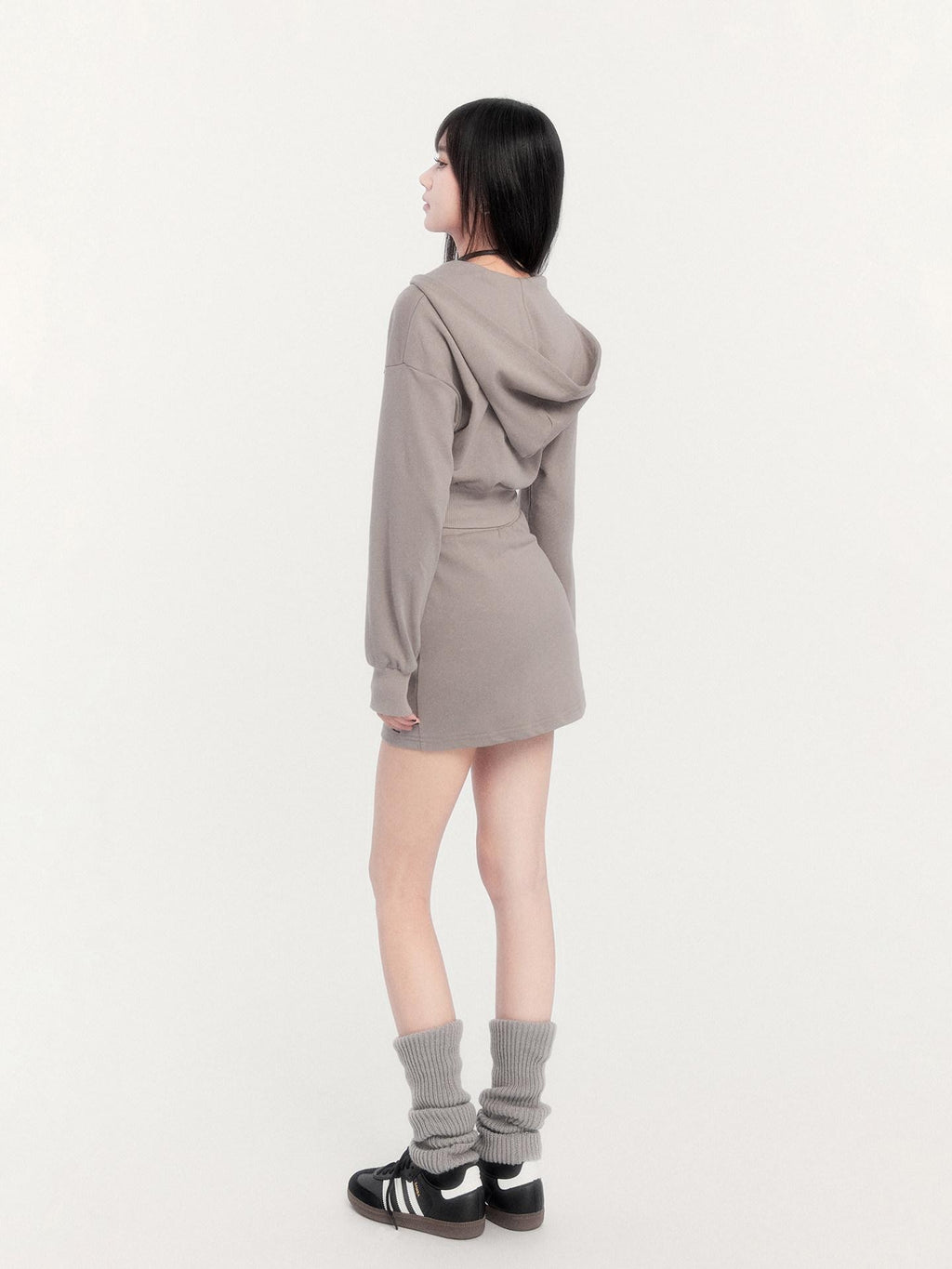 VOCK Embroidered Hooded Sporty High Waist Women's Cotton Blend Matching Skirt Sets