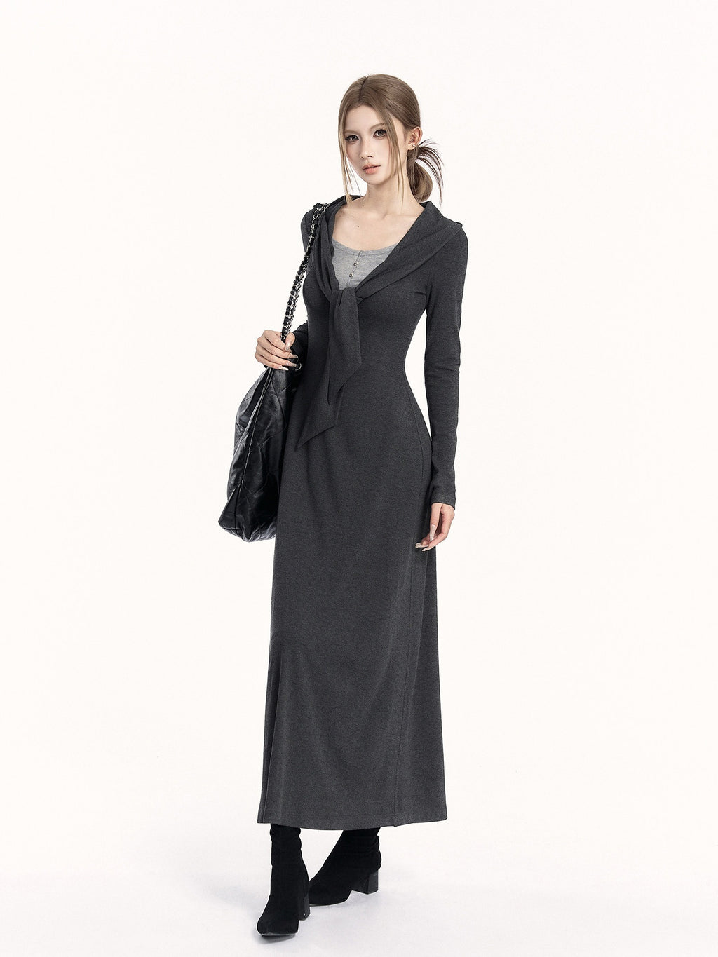 VOCK_Faux_Two_Piece_Tie_Waist_Shawl_Collar_Knit_Women's_Cotton_Bodycon_Maxi_Dresses_996036117654_MISSTT