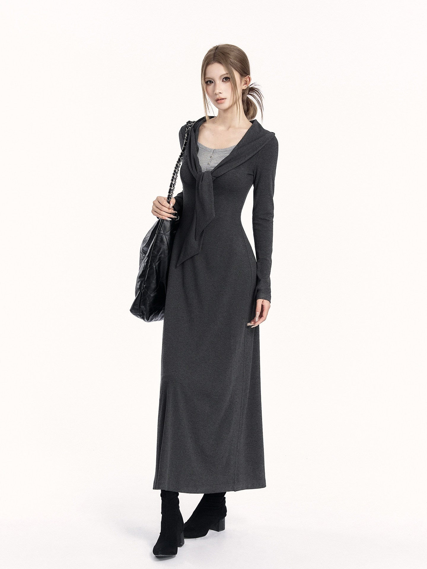 VOCK_Faux_Two_Piece_Tie_Waist_Shawl_Collar_Knit_Women's_Cotton_Bodycon_Maxi_Dresses_996036117654_MISSTT
