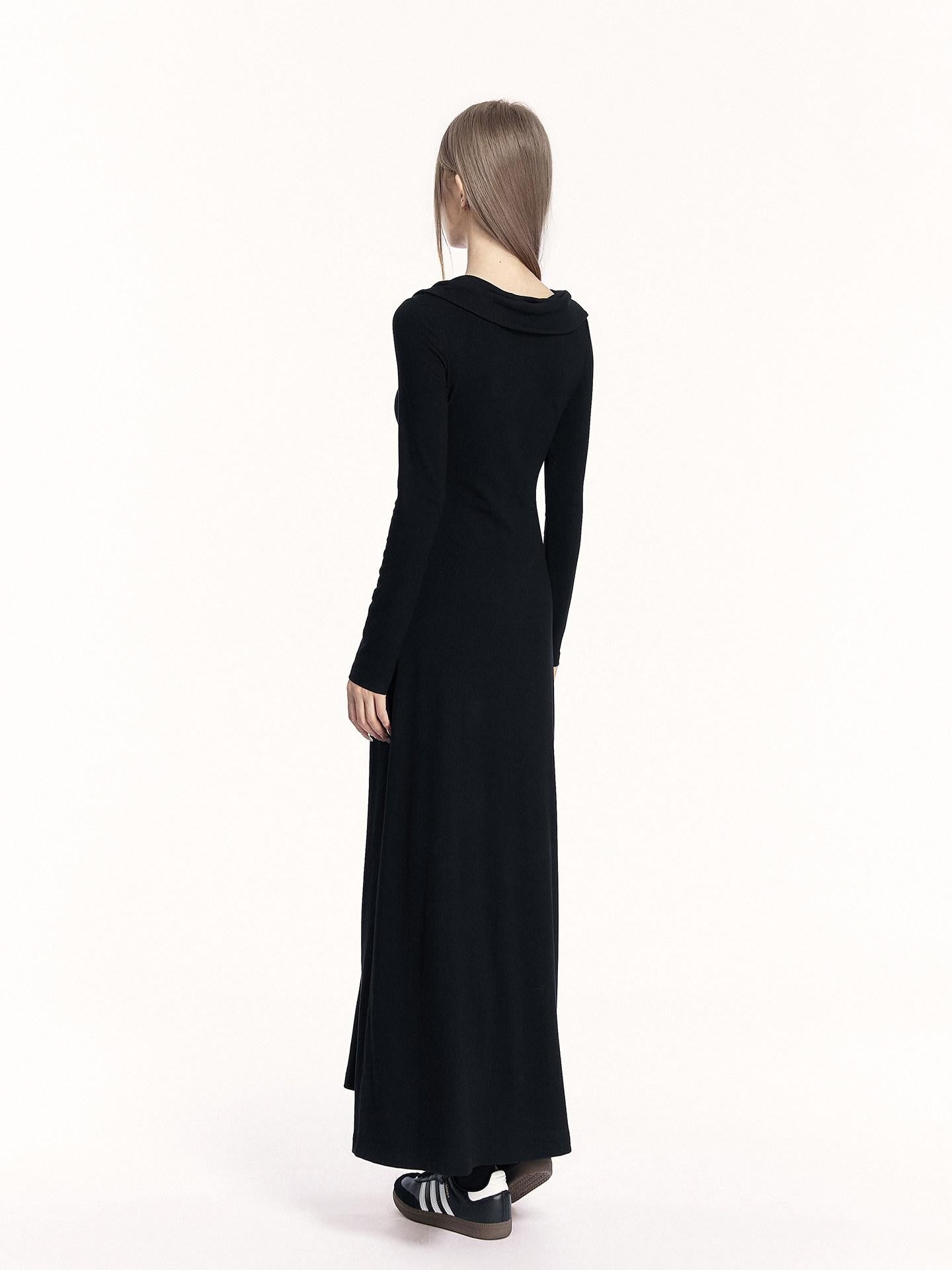 VOCK Faux Two Piece Tie Waist Shawl Collar Knit Women's Cotton Bodycon Maxi Dresses