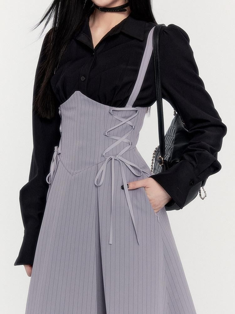 VOCK Fitted Waist Button Front Turn Down Collar Women's Cotton Blend Shirts