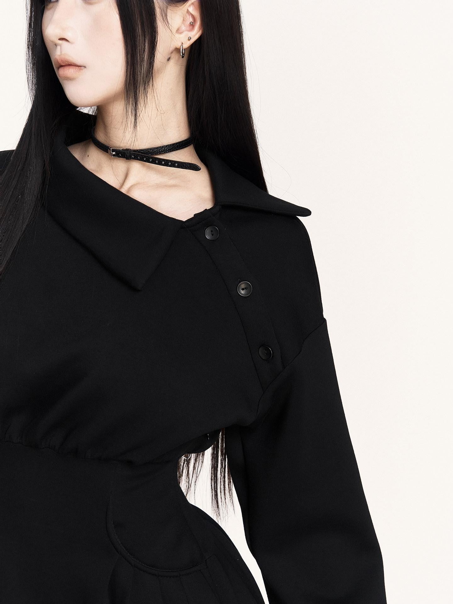VOCK Hand Pleated Puff Aline Sweatshirt Women's Poly Cotton Off-shoulder Mini Dresses