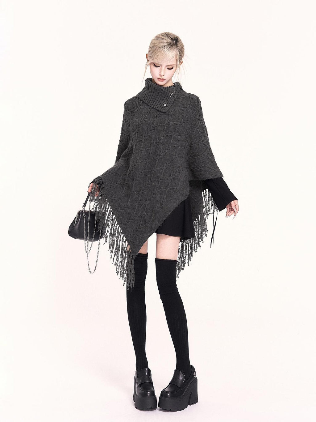 VOCK Irregular Fringe High Neck Sleeveless Women's Knit Sweaters