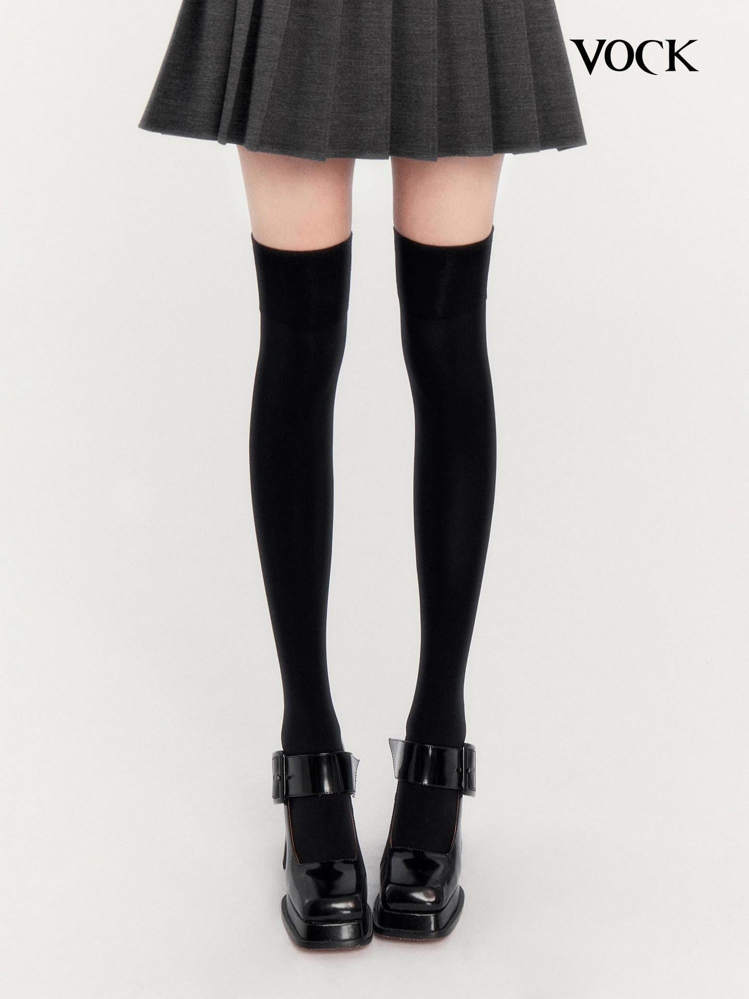 VOCK Jk Solid Over Knee Non Slip Slimming Women's Velvet Thigh-high Socks