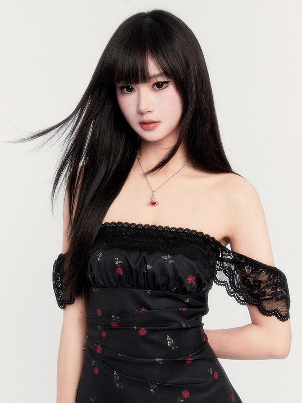 VOCK Lace Rose Floral Square Neck High Waist Puff Sleeve Women's Casual Mini Dresses