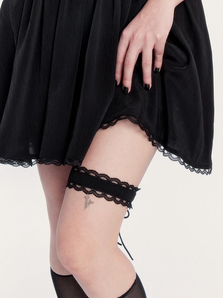 VOCK Lace Ruched Square Neck High Waist A Line Women's Polyester Tube Mini Dresses