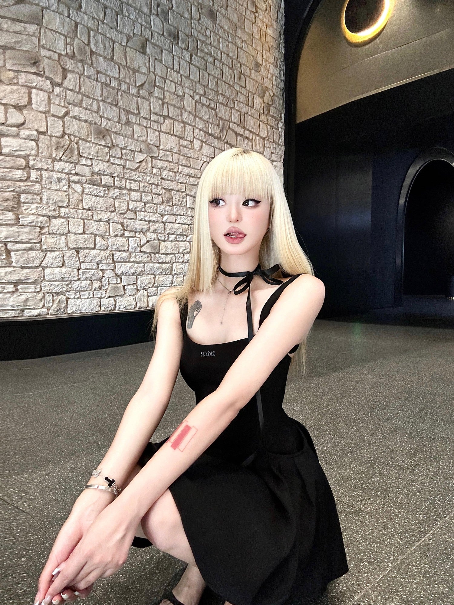 VOCK Little Black Square Neck Backless High Waist Women's Polyester Slip Mini Dresses