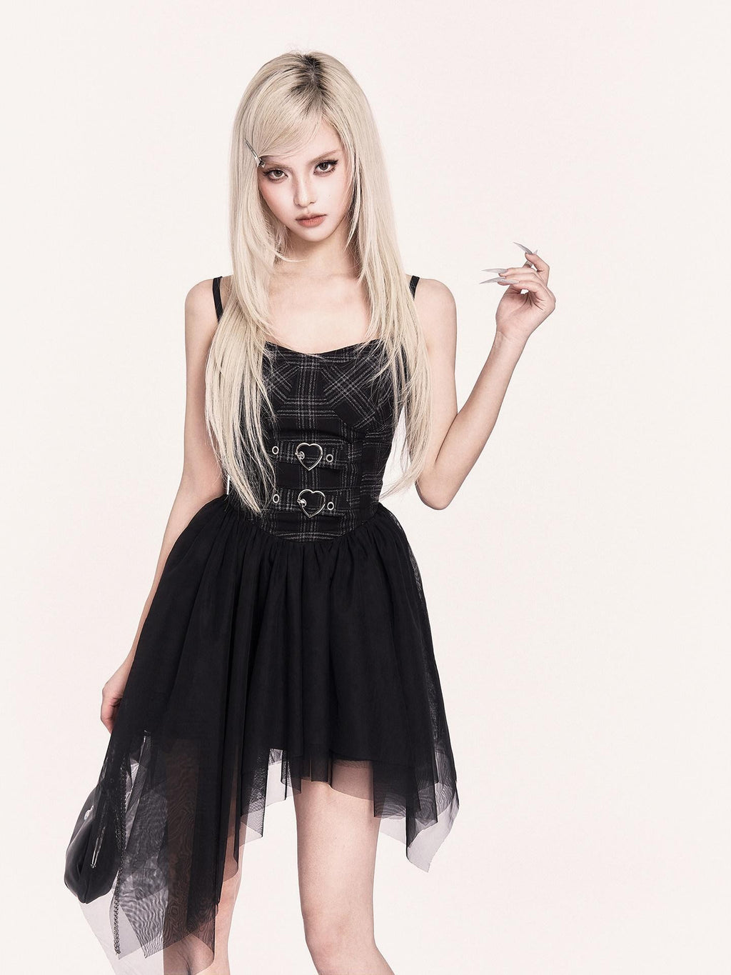 VOCK Mesh Tulle Asymmetrical Puff Two Piece Strapless Women's Slip Mini Dresses