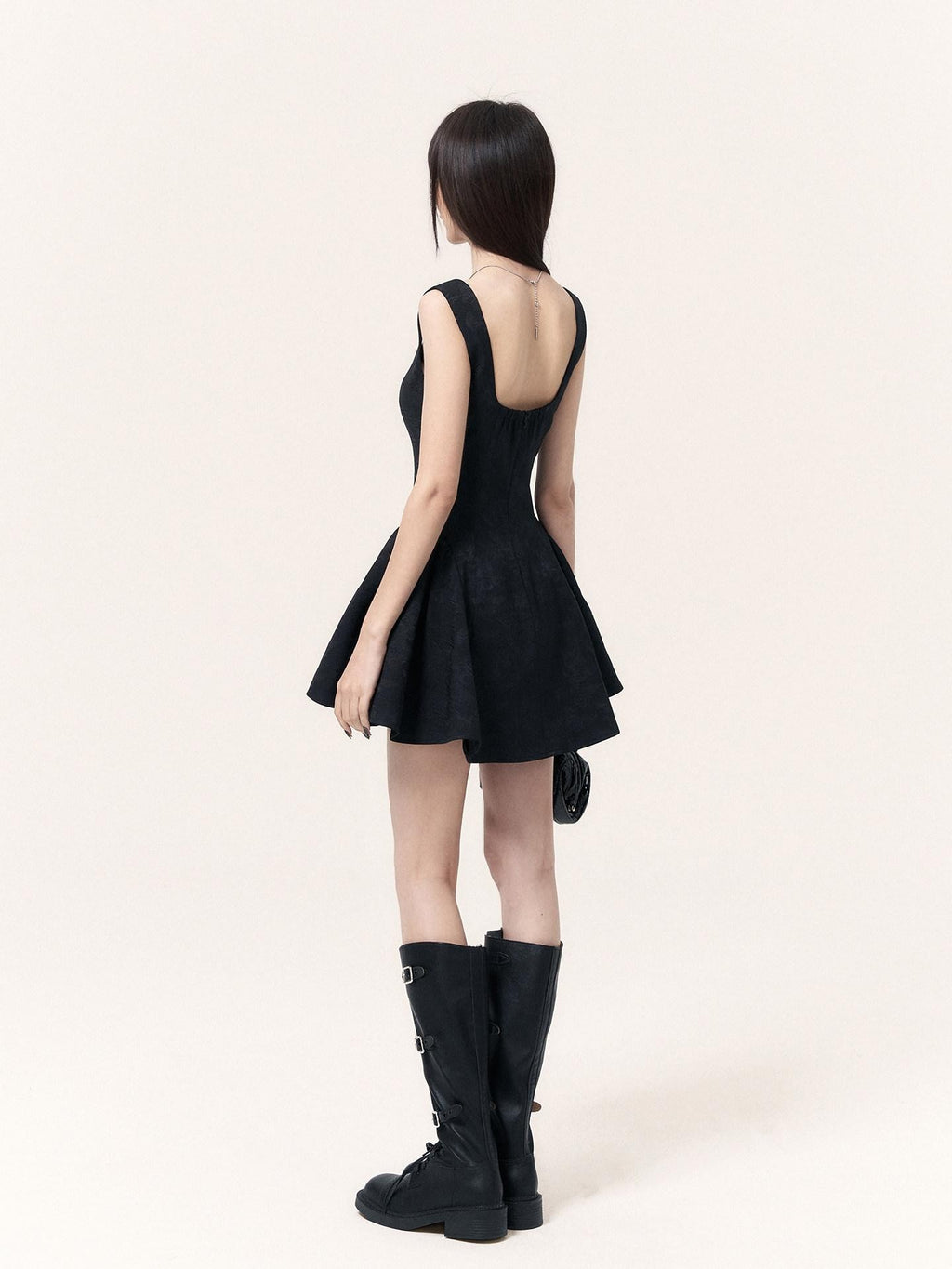 VOCK Mist Butterfly Jacquard Square Neck Women's Polyester Corset Mini Dresses