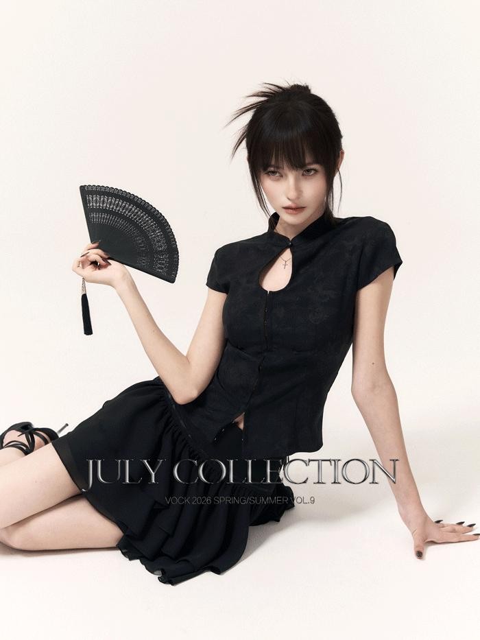VOCK Mist Butterfly Jacquard Square Neck Women's Polyester Corset Mini Dresses