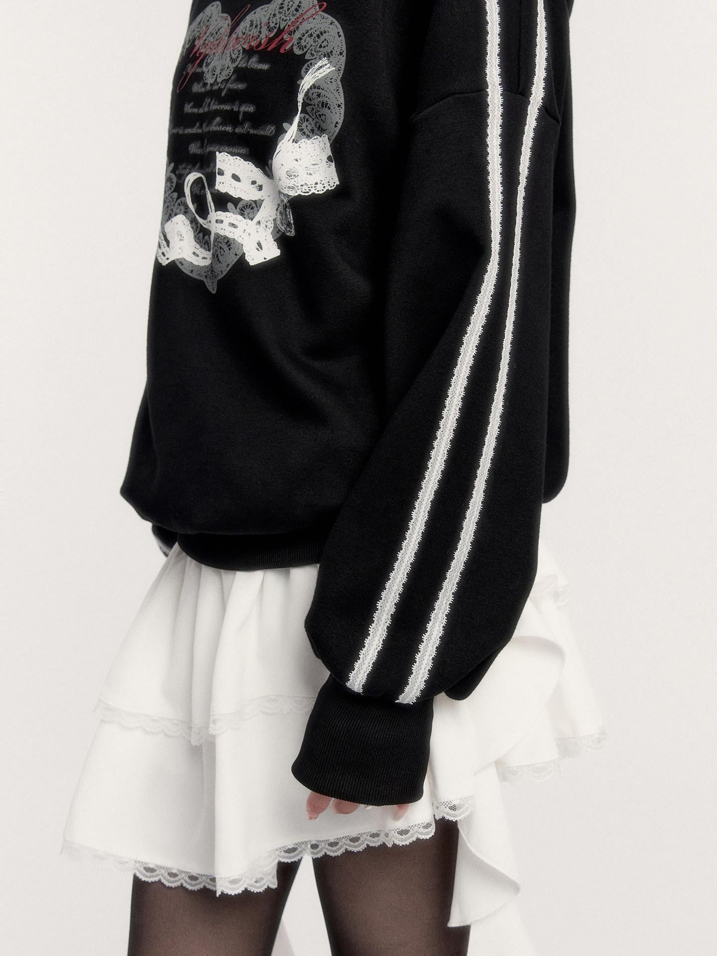 VOCK Oversize Printed Hooded Fleece Lined Women's Polyester Cotton Spandex Sweatshirts