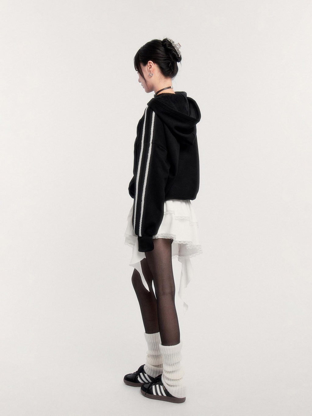 VOCK Oversize Printed Hooded Fleece Lined Women's Polyester Cotton Spandex Sweatshirts