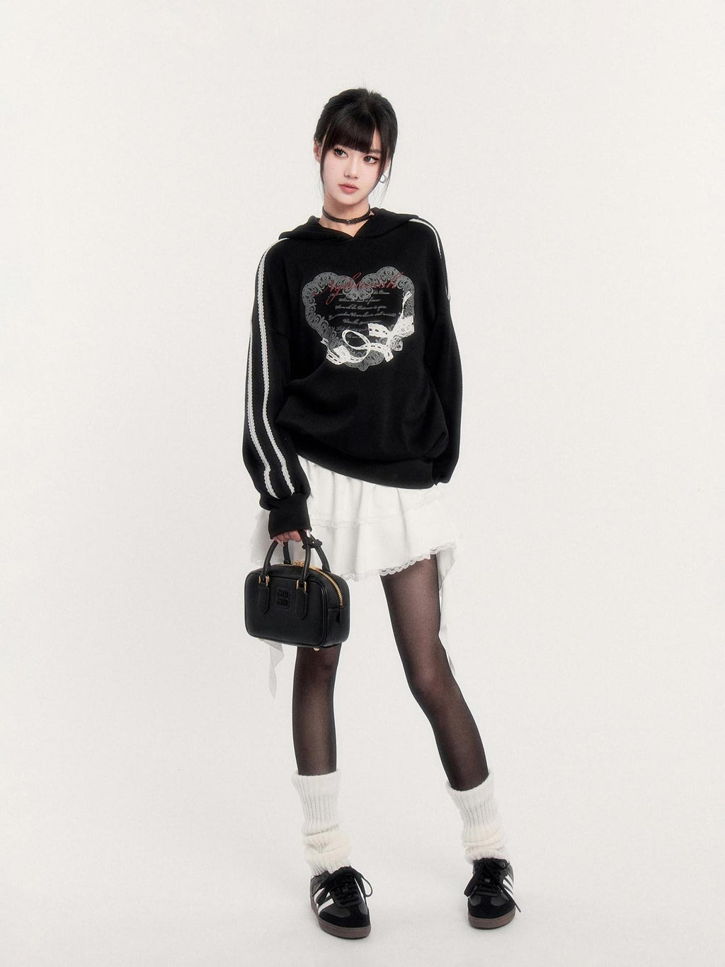 VOCK Oversize Printed Hooded Fleece Lined Women's Polyester Cotton Spandex Sweatshirts