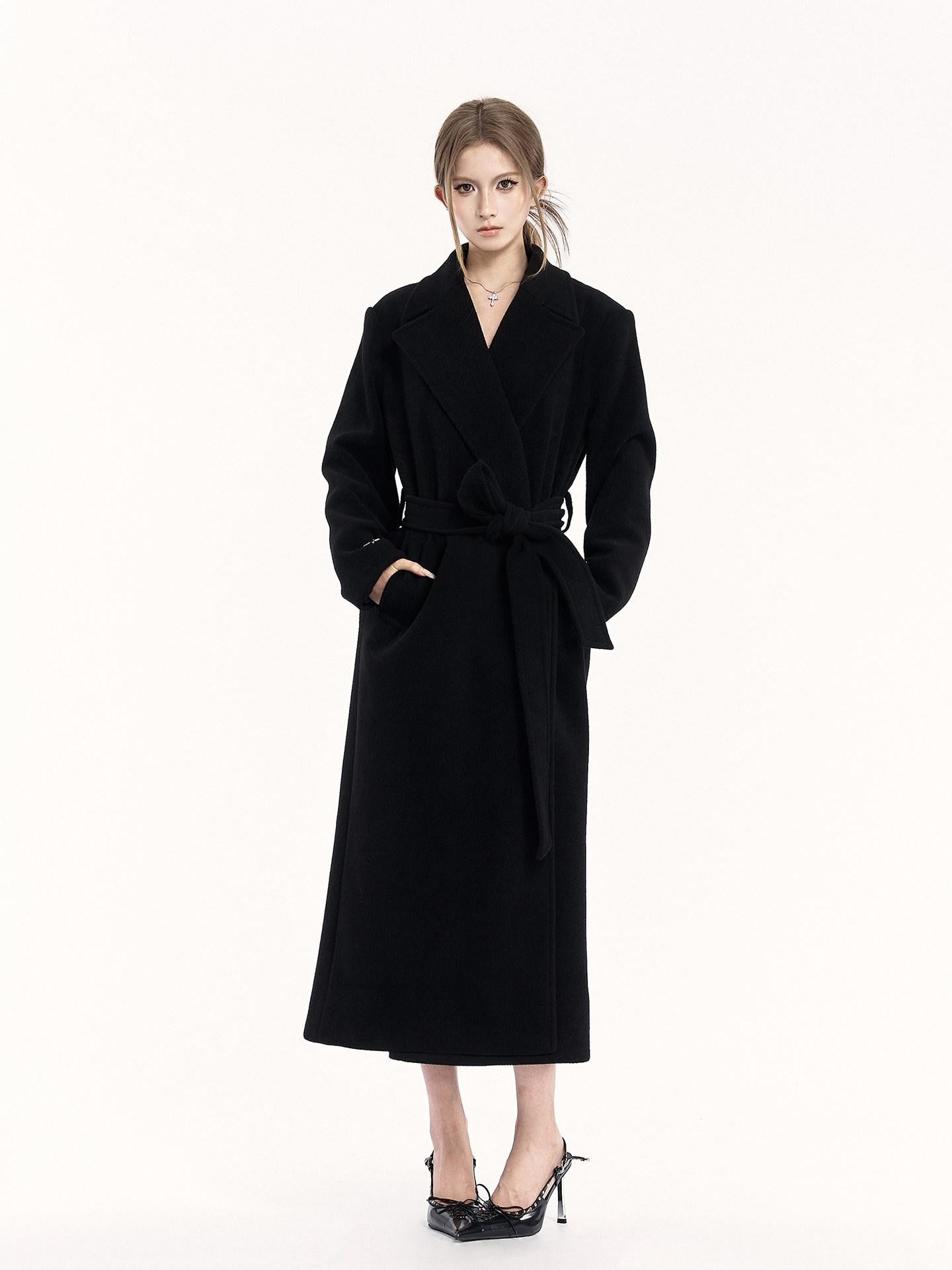 VOCK Padded Shoulder Blazer Collar Pocket 3d Women's Polycotton Long Coats