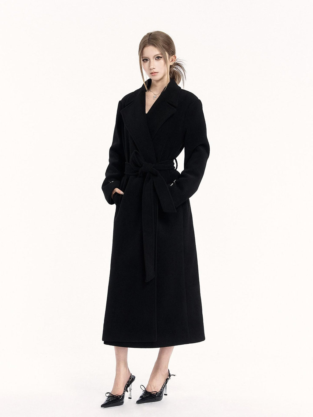 VOCK Padded Shoulder Blazer Collar Pocket 3d Women's Polycotton Long Coats