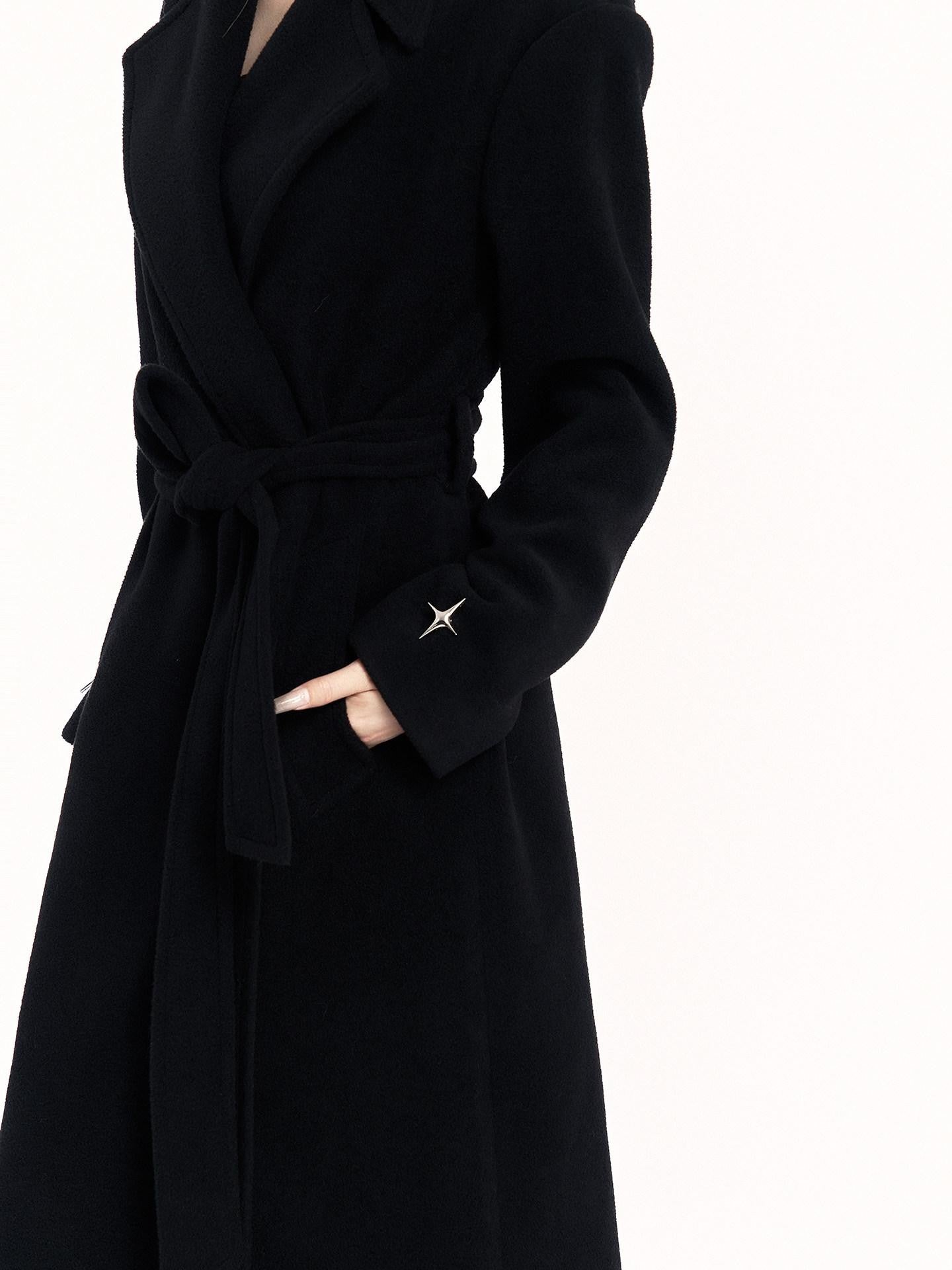 VOCK Padded Shoulder Blazer Collar Pocket 3d Women's Polycotton Long Coats