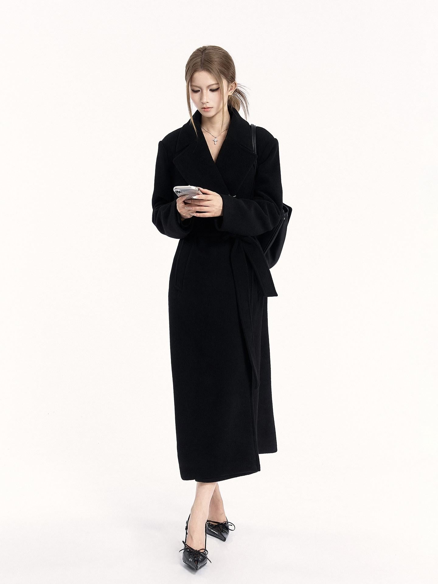VOCK Padded Shoulder Blazer Collar Pocket 3d Women's Polycotton Long Coats