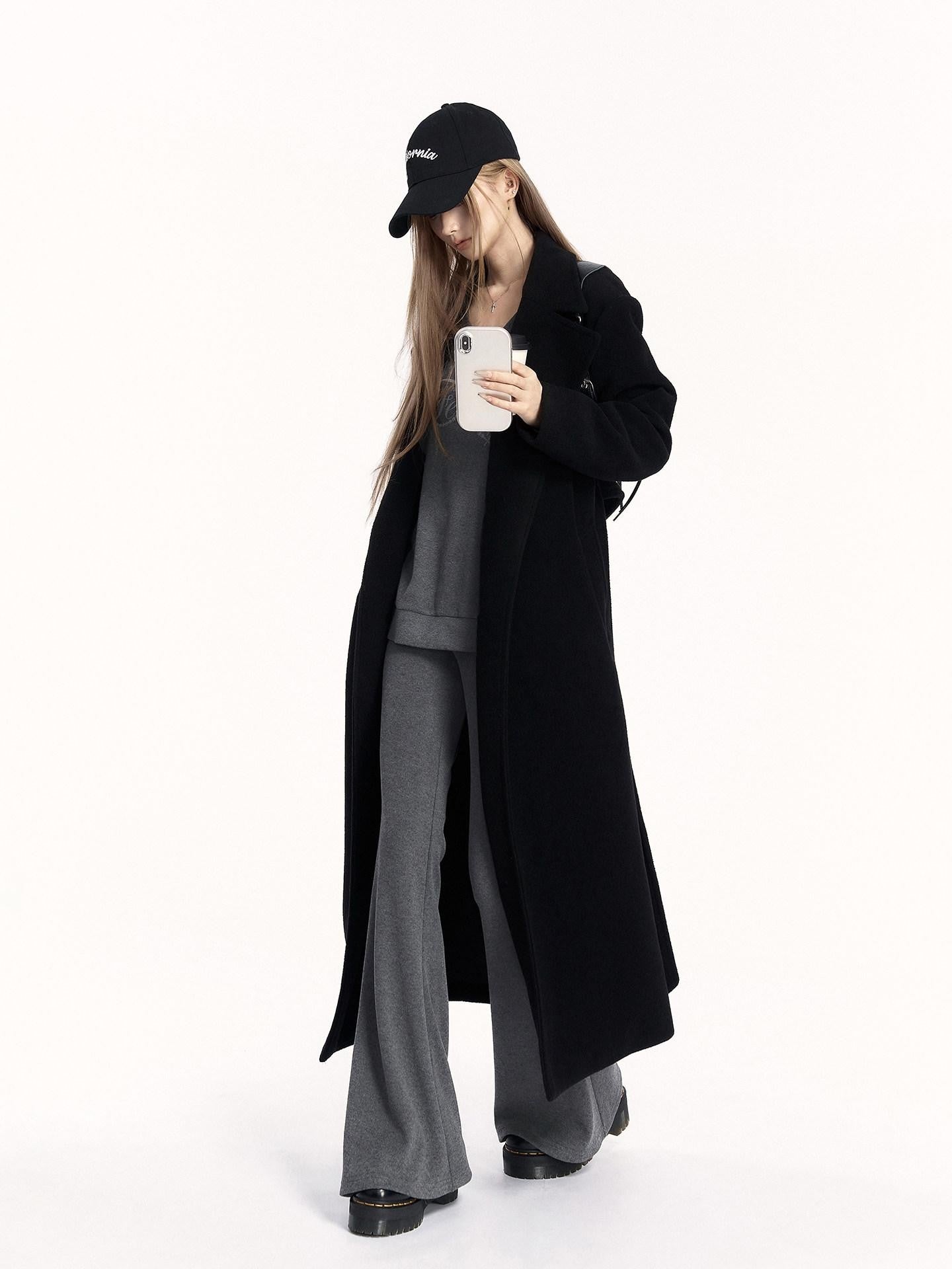 VOCK Padded Shoulder Blazer Collar Pocket 3d Women's Polycotton Long Coats