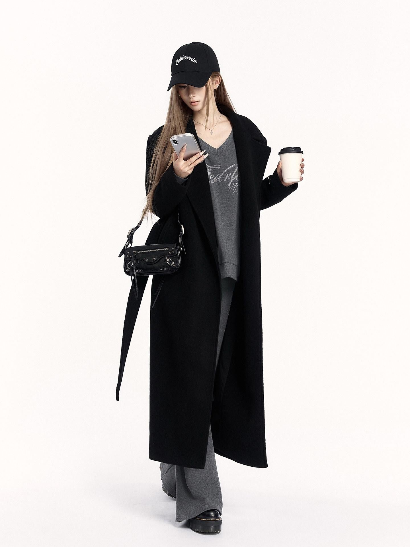 VOCK Padded Shoulder Blazer Collar Pocket 3d Women's Polycotton Long Coats