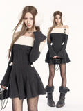 VOCK_Patchwork_Knit_Long_Sleeve_Waist_Cinch_A_Line_Women's_Off-shoulder_Mini_Dresses_998651236629_MISSTT