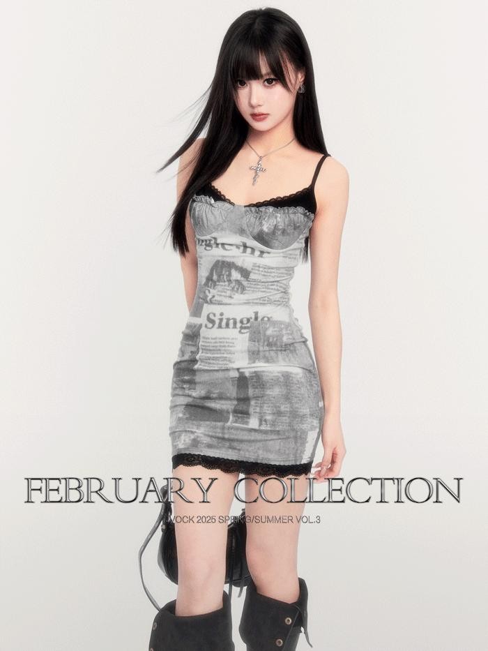 VOCK Patchwork Lace Short Blazer Women's V-neck Slim Cami Slip Mini Dresses