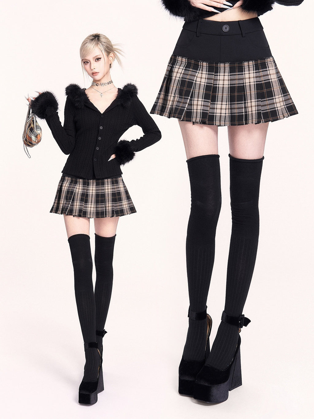 VOCK_Plaid_Faux_Two_Piece_Pleated_High_Waist_Women's_Polyester_Mini_Skirts_987845418233_MISSTT