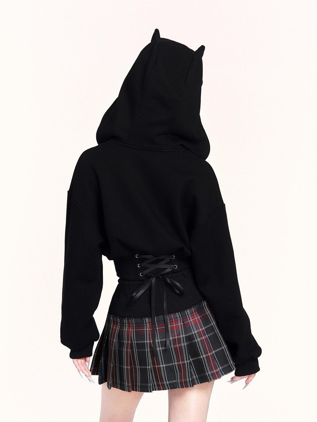 VOCK Plaid Faux Two Piece Pleated High Waist Women's Polyester Mini Skirts