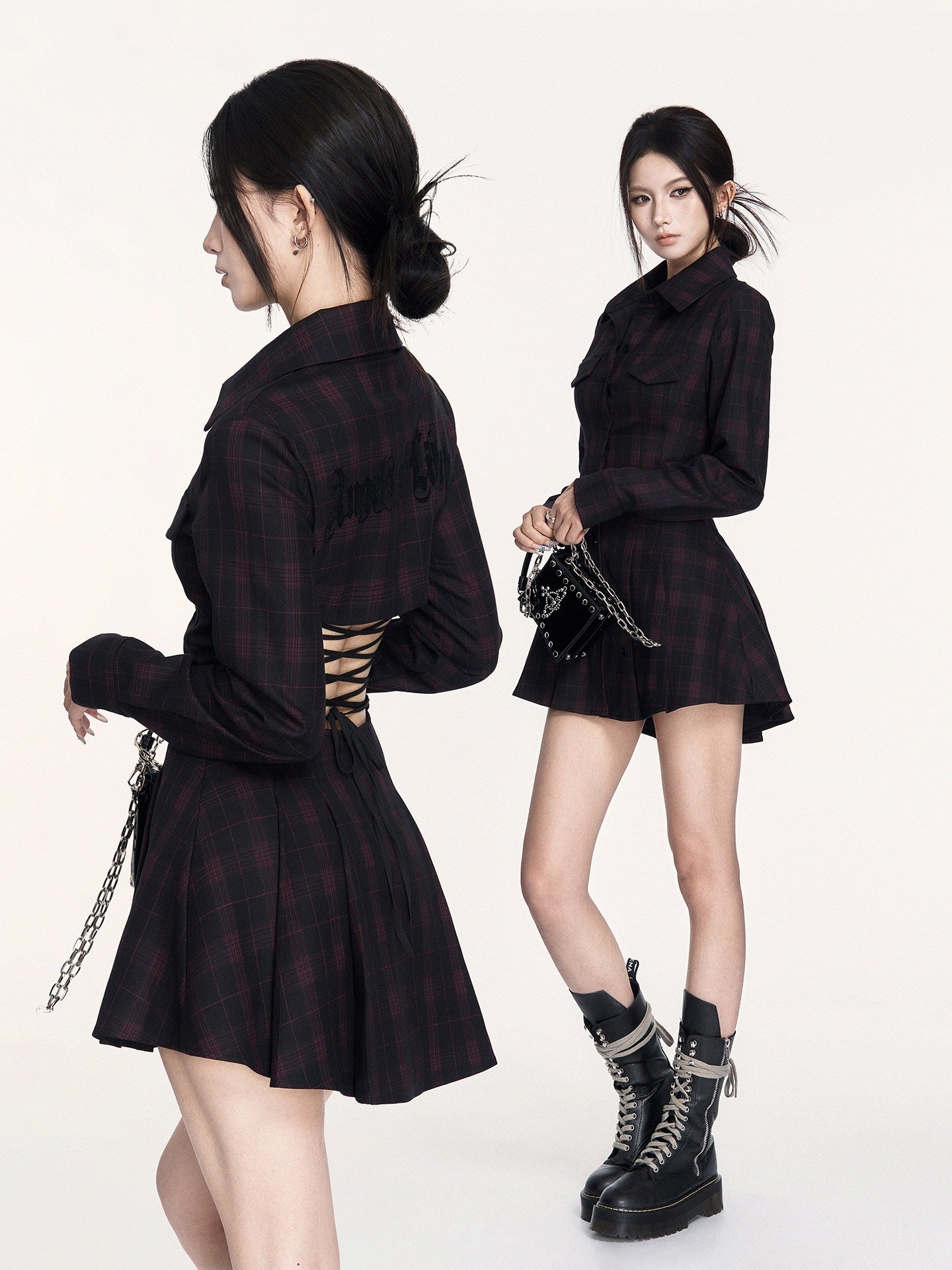 VOCK_Plaid_Lace_Up_Embroidered_Backless_Women's_Poly_Cotton_Casual_Mini_Dresses_973796705976_MISSTT