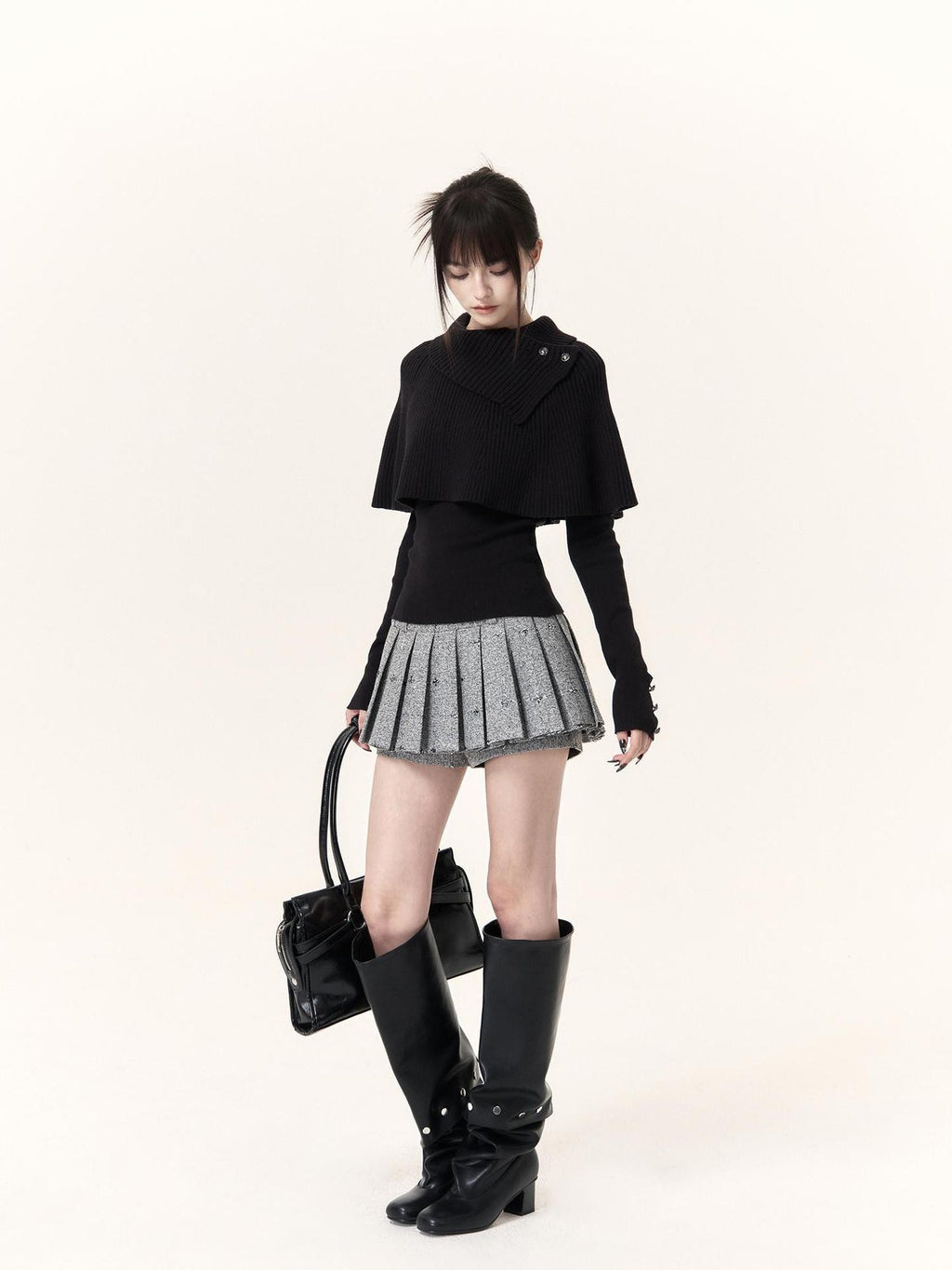 VOCK Pleated Check A Line Low Waist Women's Polyester Mini Skirts