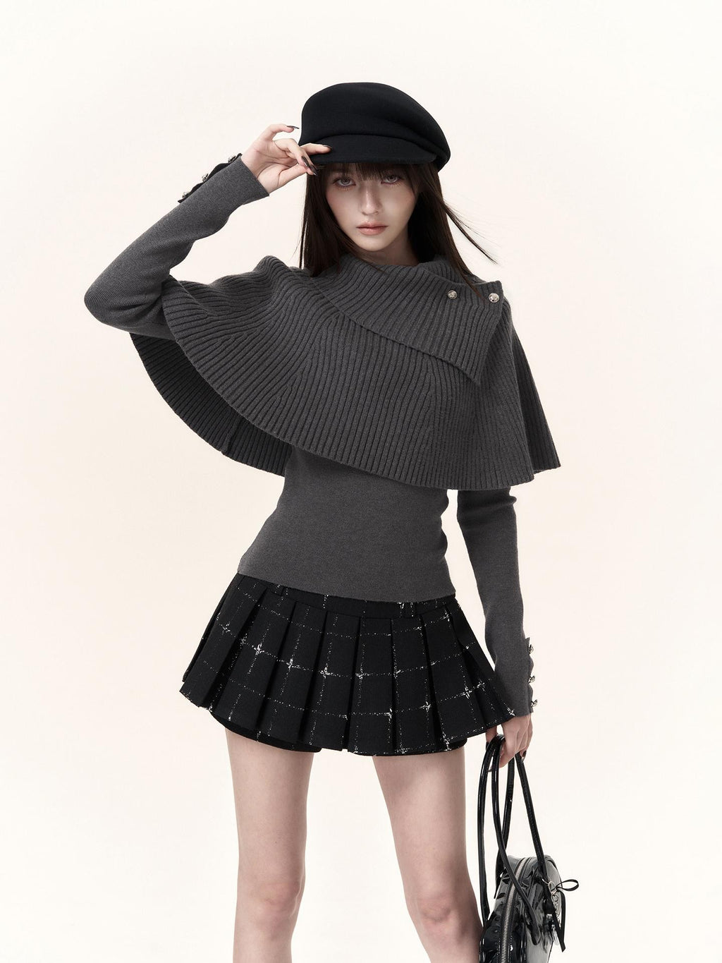 VOCK Pleated Check A Line Low Waist Women's Polyester Mini Skirts
