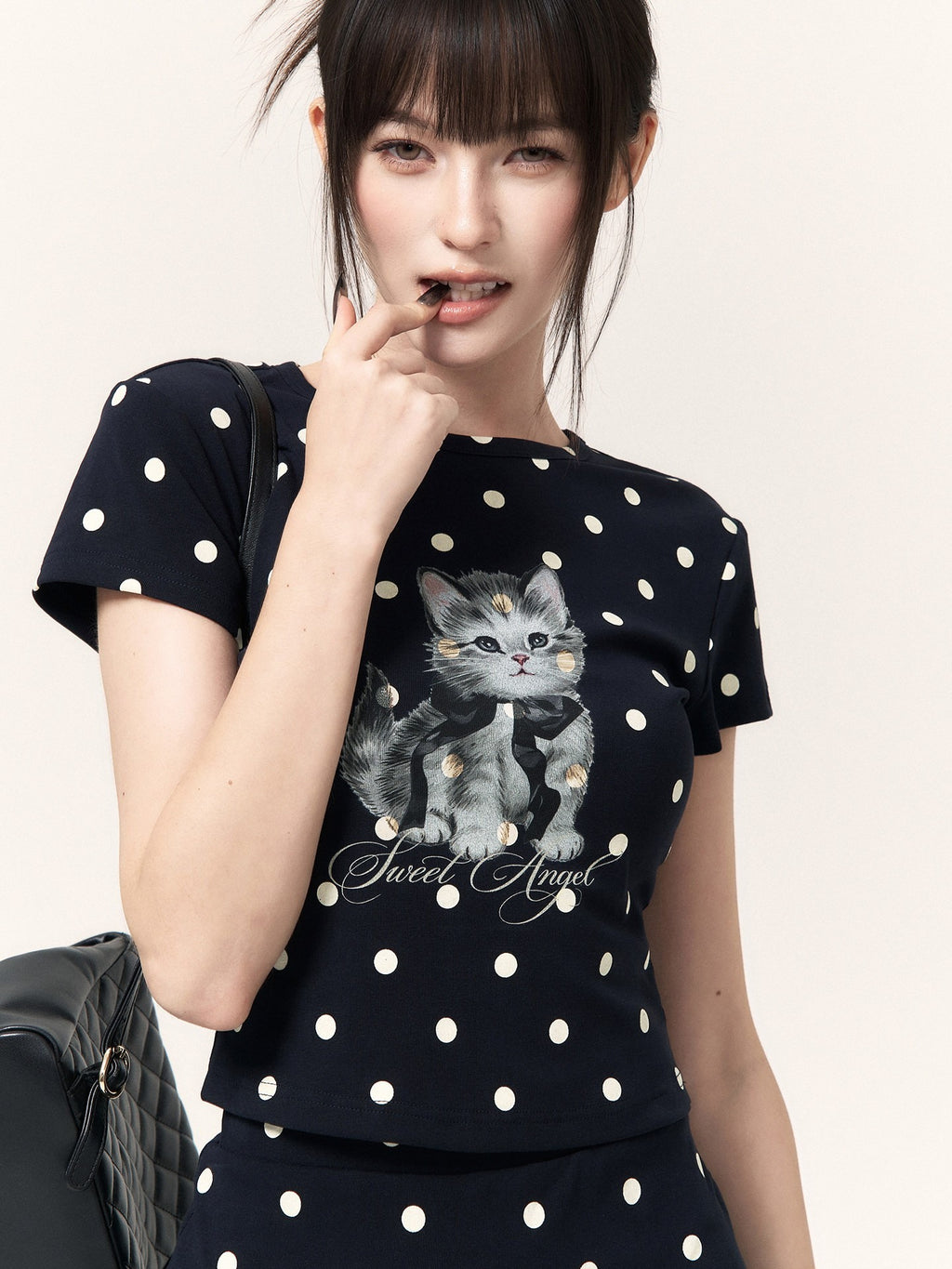 VOCK_Polka_Dot_Cat_Print_Crop_Tee_Skirt_Straight_Pants_Women's_Matching_Skirt_Sets_1063712261509_MISSTT