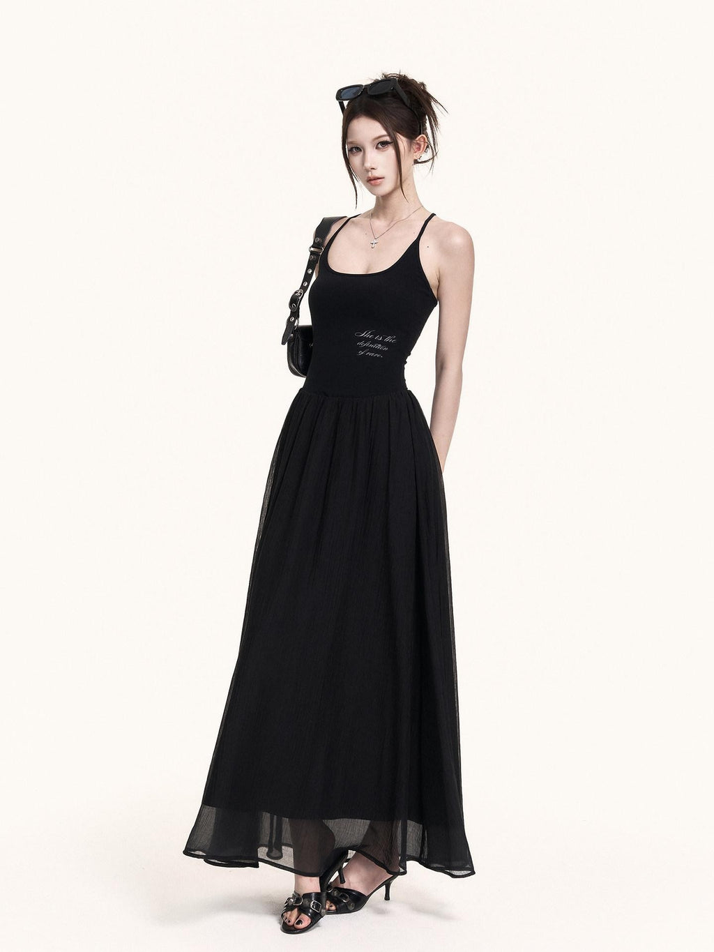 VOCK Printed A Line U Neck Women's Lyocell Built In Pads Slip Maxi Dresses