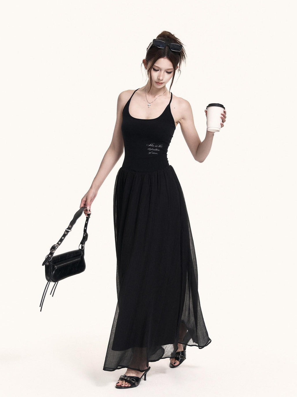 VOCK Printed A Line U Neck Women's Lyocell Built In Pads Slip Maxi Dresses