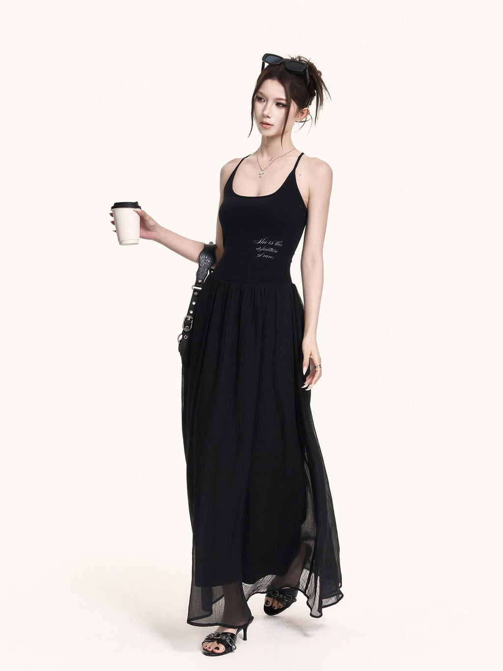 VOCK Printed A Line U Neck Women's Lyocell Built In Pads Slip Maxi Dresses