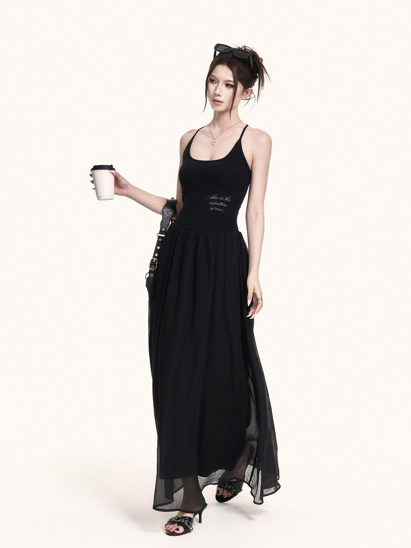 VOCK Printed A Line U Neck Women's Lyocell Built In Pads Slip Maxi Dresses