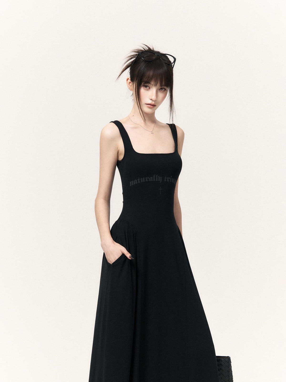 VOCK Printed Cinched Waist High Stretch A Line Women's Cotton Slip Maxi Dresses